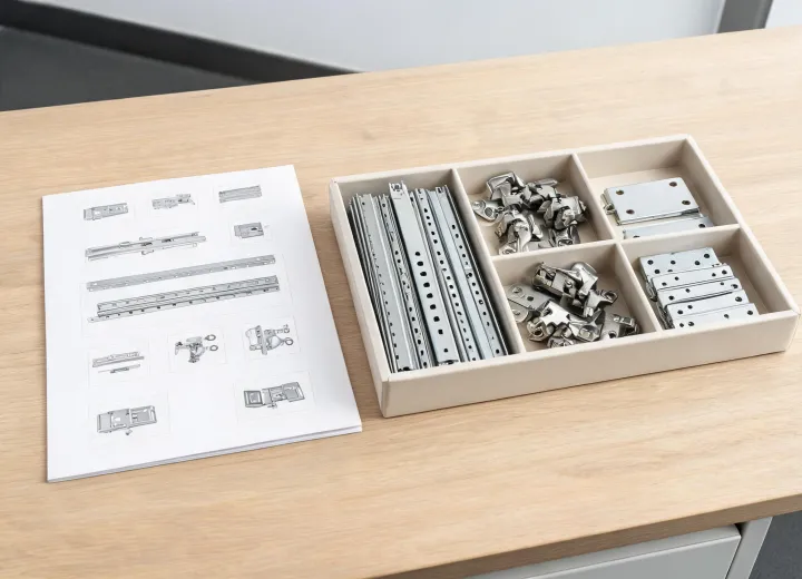 Cabinet hardware line card and sample tray