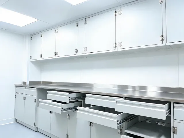 Laboratory storage cabinet fittings